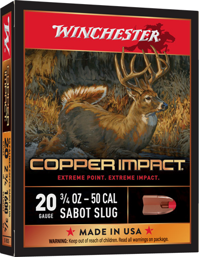 WINCHESTER COPPER IMPACT 20GA – 2.75″ 3/4OZ SABOT 5RD 20BX/CS