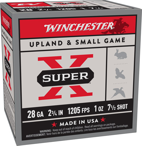 WINCHESTER SUPER-X 28GA 2.75″ – 1OZ #7.5 1205FPS 25RD 10BX/CS