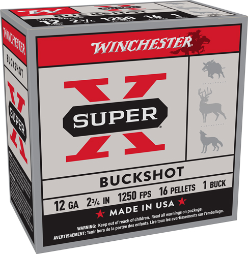WINCHESTER SUPER-X 12GA 2.75″ – #1 BUCK 16 PELLET 25RD 10BX/CS