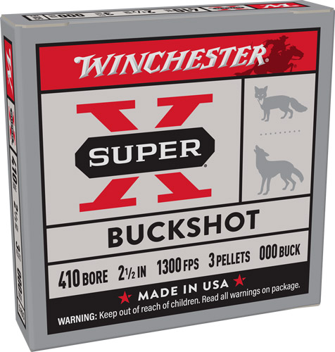 WINCHESTER SUPER-X 410 2.5″ – 000 BUCK 3 PELLETS 5RD 50BX/CS