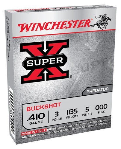 WINCHESTER SUPER-X 410 3″ 000 – BUCK 5 PELLET 5RD 50BX/CS