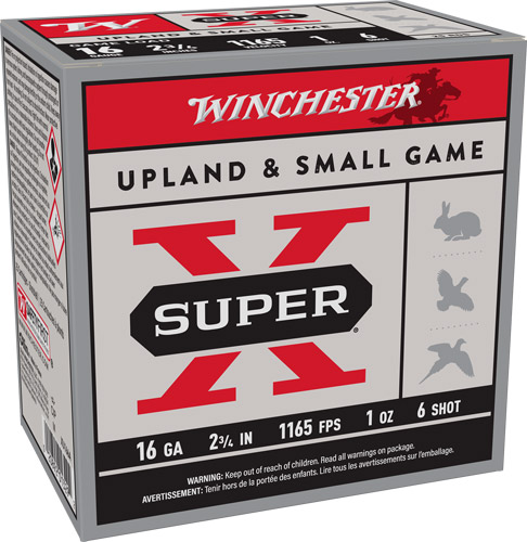 WINCHESTER SUPER-X 16GA 2.75″ – 1OZ #6 1165FPS 25RD 10BX/CS