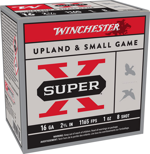 WINCHESTER SUPER-X 16GA 2.75″ – 1OZ #8 1165FPS 25RD 10BX/CS