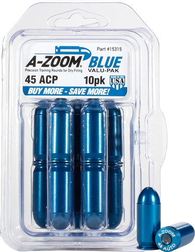 A-ZOOM METAL SNAP CAP BLUE – .45ACP 10-PACK