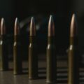 Rifle cartridges standing in a row